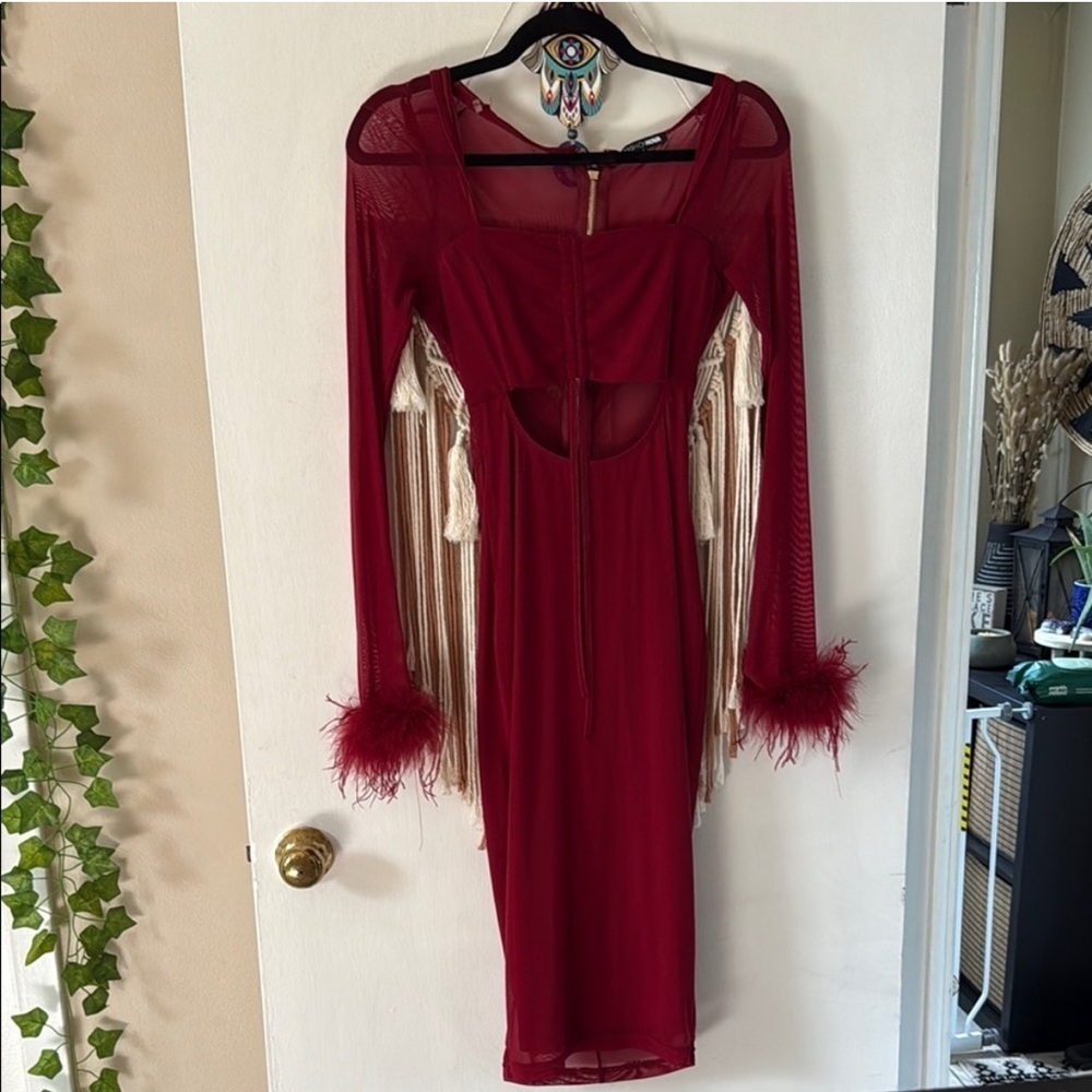 Fashion Nova Red Long Sleeve Dress - Picture 2 of 6